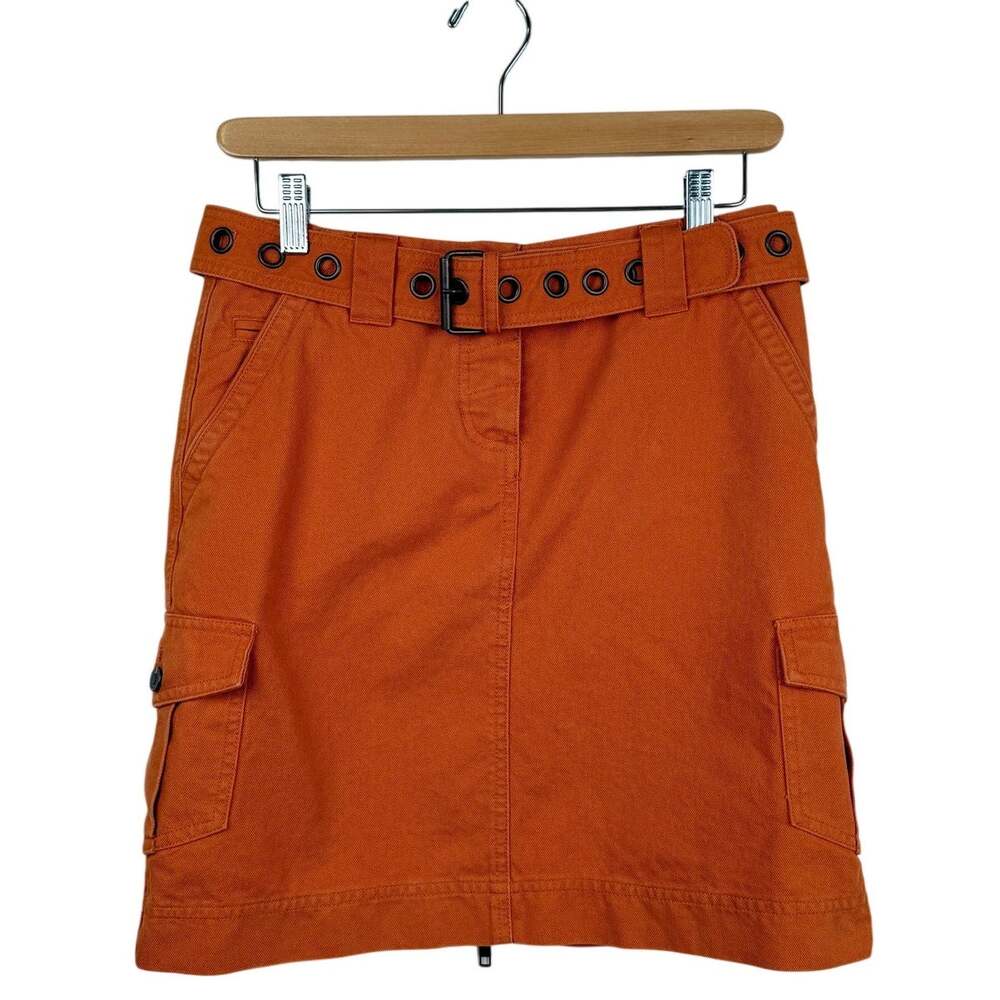 Vintage Liz Claiborne Petite Skirt Cotton Canvas Cargo Mini Orange Utility Y2K